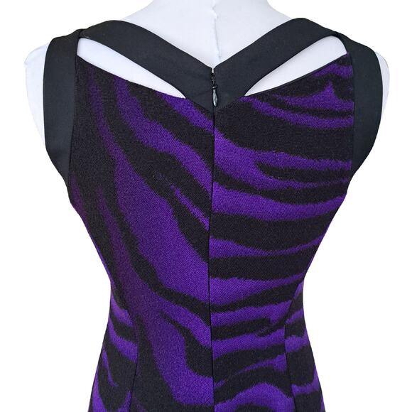 VERSACE Vintage 90s Sheath Dress Purple Black Tiger Zebra Size 40 IT XS 4 US - Picture 9 of 14